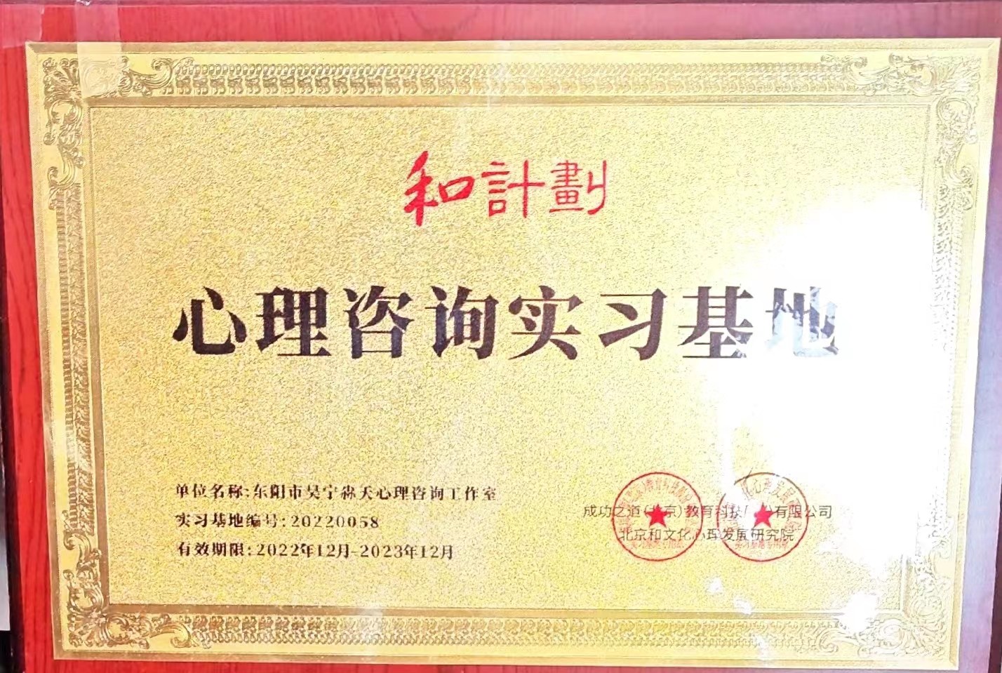 和计划——心理咨询实习基地